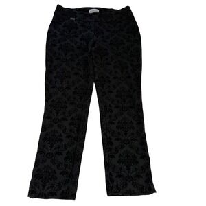 Peck & Peck‎ Damask Velvet Pants Women's Size 12 Black Flocked Party